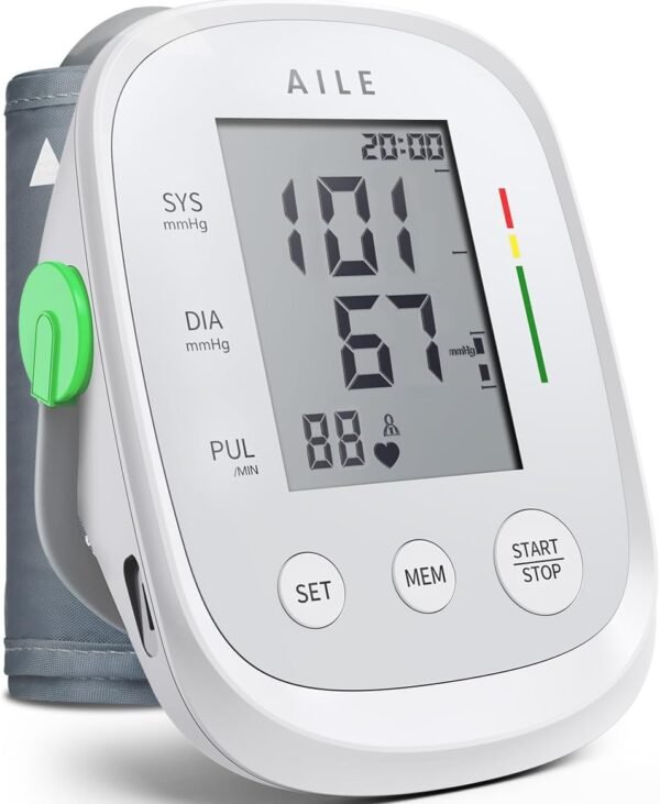 Blood Pressure Monitor, AILE Blood Pressure Machine Upper Arm Large Cuff(8.7"-16.5"), High Automatic Blood Pressure Monitors Cuff for Home Use, (BP) Manual Arm Blood Pressure Monitors, 2 * 99 Memory